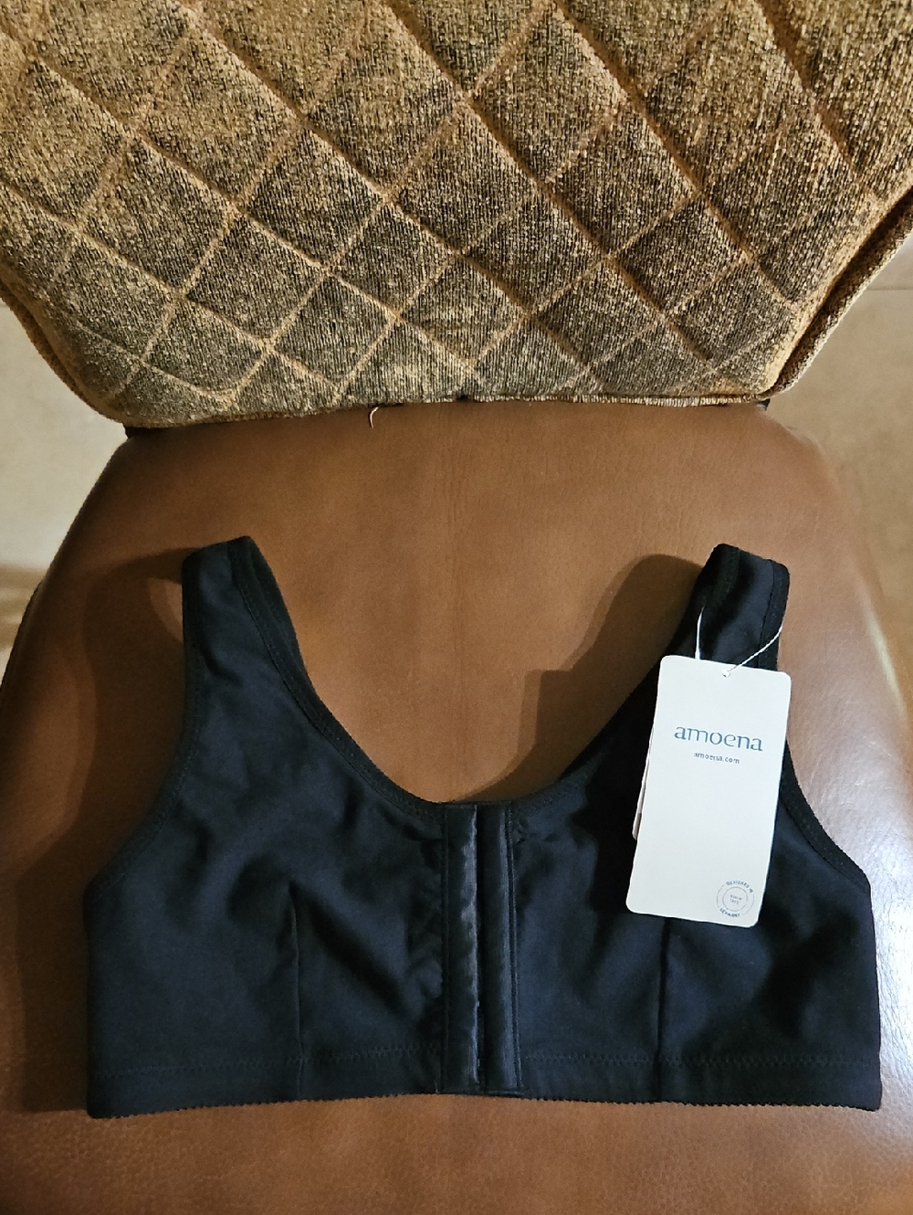 Amoena Frances Leisure Wirefree Front Closure Mastectomy Bra Black NWT